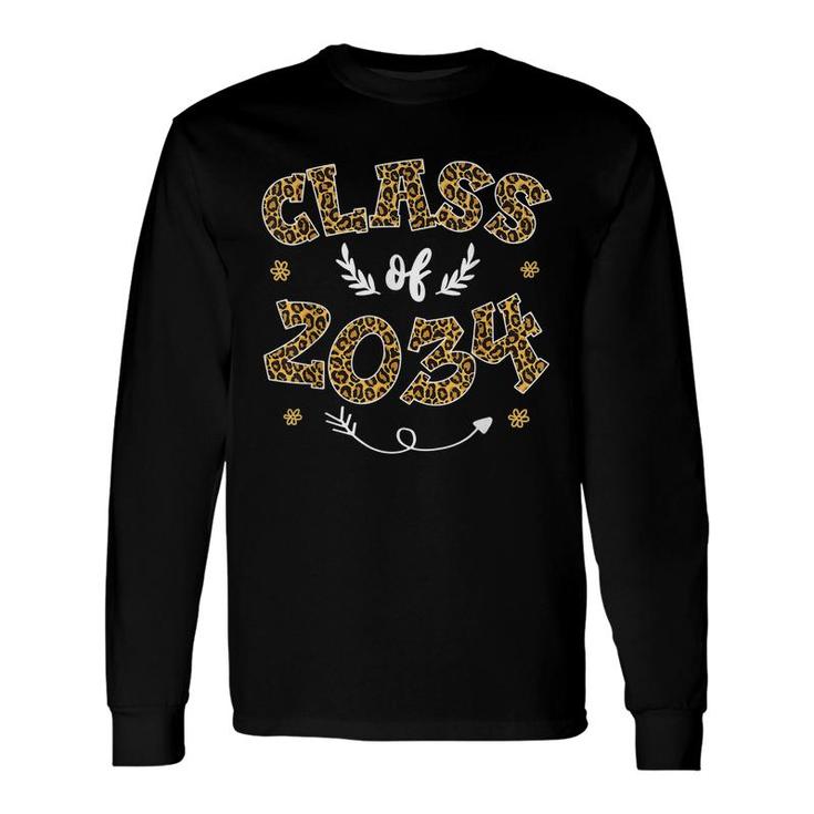 Leopard Senior Class Of 2034 Graduation 2034 Grow With Me Long Sleeve T-Shirt