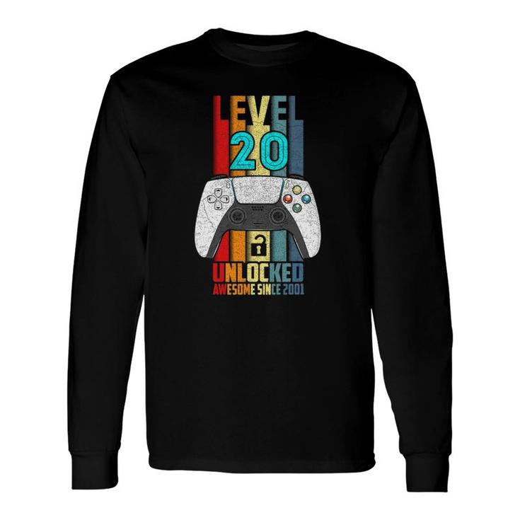 Level 20 Unlocked 20Th Birthday Awesome 2001 20 Years Old Long Sleeve T-Shirt