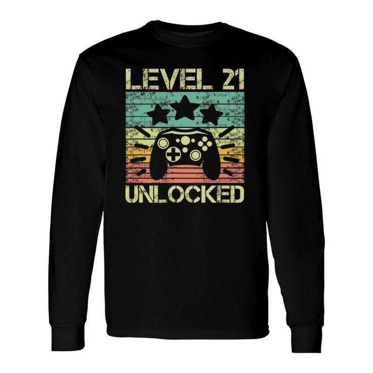 Level 21 Unlocked 21St Birthday 21 Years Old Long Sleeve T-Shirt