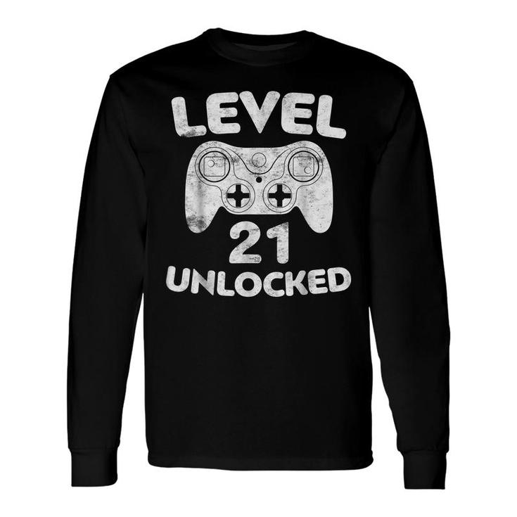 Level 21 Unlocked 21St Video Gamer Birthday Long Sleeve T-Shirt