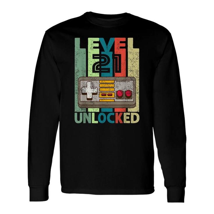 Level 21 Unlocked Video Gamer 21St Birthday Long Sleeve T-Shirt