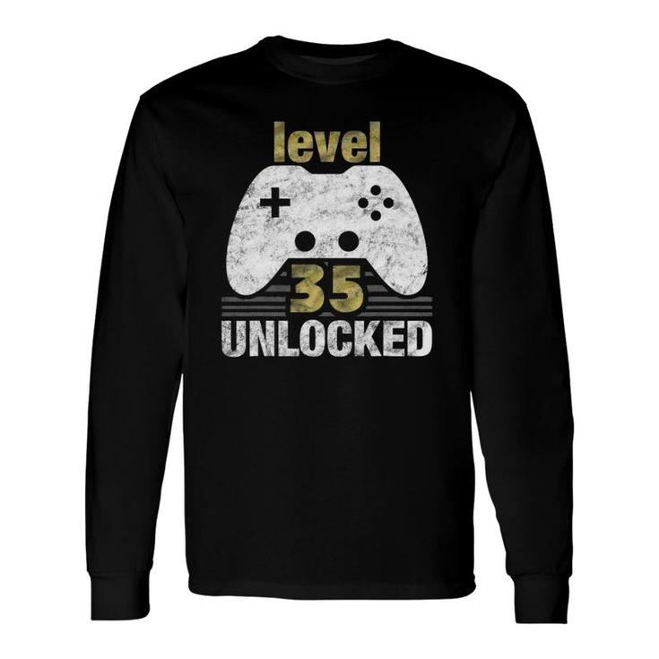 Level 35 Unlocked 35Th Birthday 35 Years Old For Gamers Long Sleeve T-Shirt