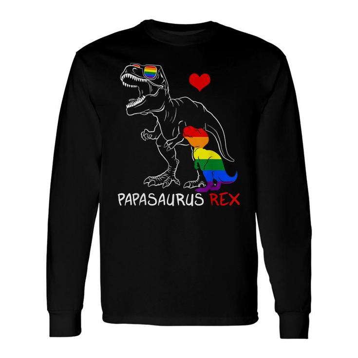 Lgbt Papasaurus Daddy Rex Gay Pride Proud Dad Fathers Day Long Sleeve T-Shirt