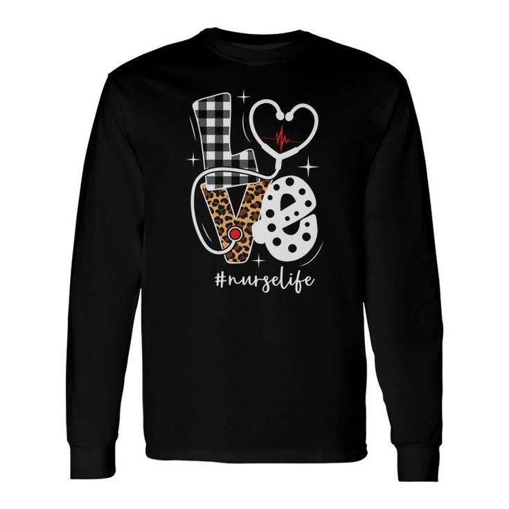 Love Great Leopard Nurse Life Hastag Heart New 2022 Long Sleeve T-Shirt