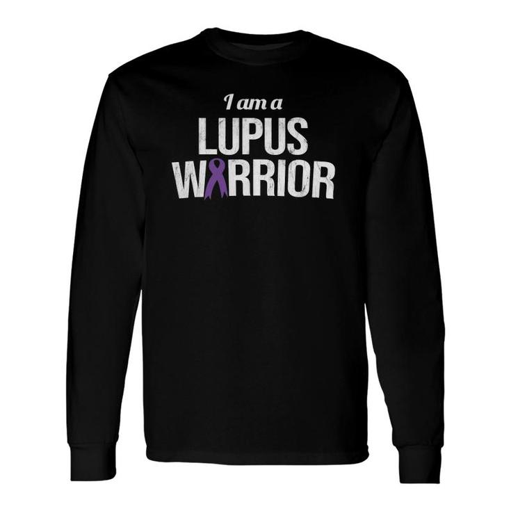 I Am A Lupus Warrior Lupus Awareness Purple Ribbon Lupus Long Sleeve T-Shirt