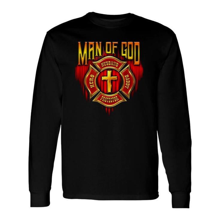 Man Of God Husband Hero Daddy Protector Cross Version Long Sleeve T-Shirt