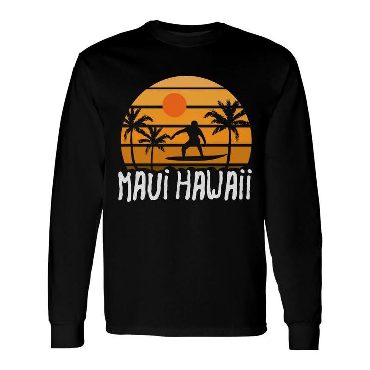 Maui Hawaii Beach Retro Sunset Summer Long Sleeve T-Shirt