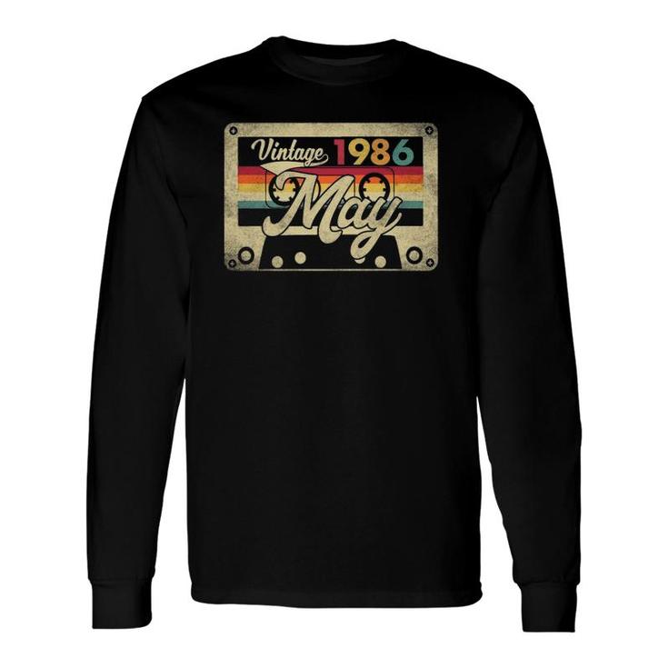 May 1986 35Th Birthday 35 Years Old Retro Vintage Cassette Long Sleeve T-Shirt