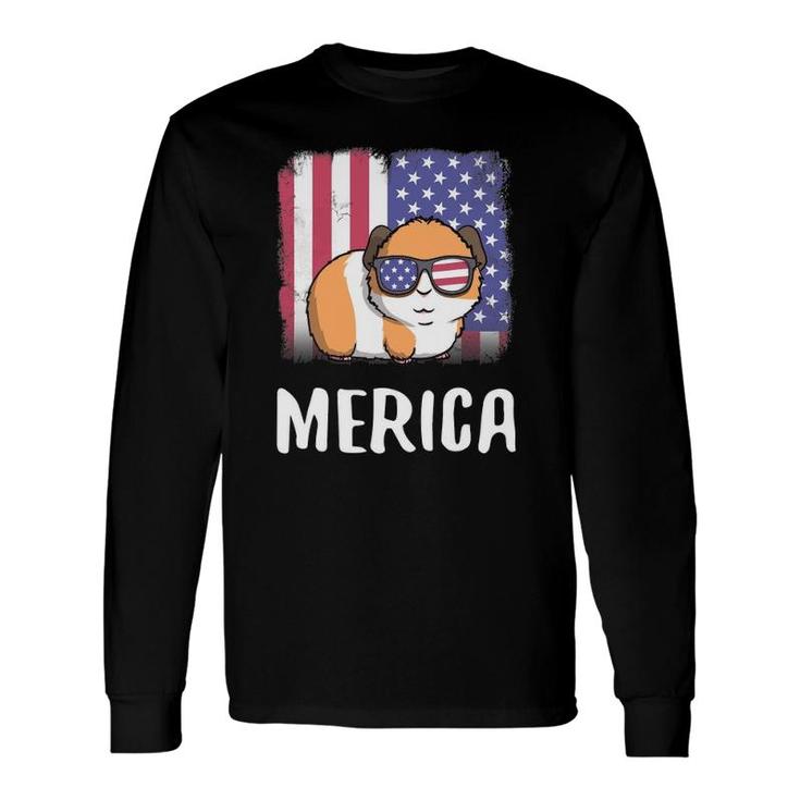 Merica Guinea Pig Usa American Flag 4Th Of July Cute Long Sleeve T-Shirt