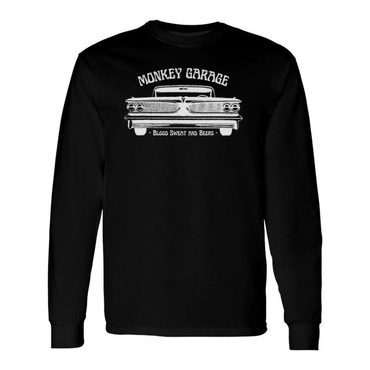 Monkey Garage Gas Station Blood Sweat And Beers Long Sleeve T-Shirt T-Shirt