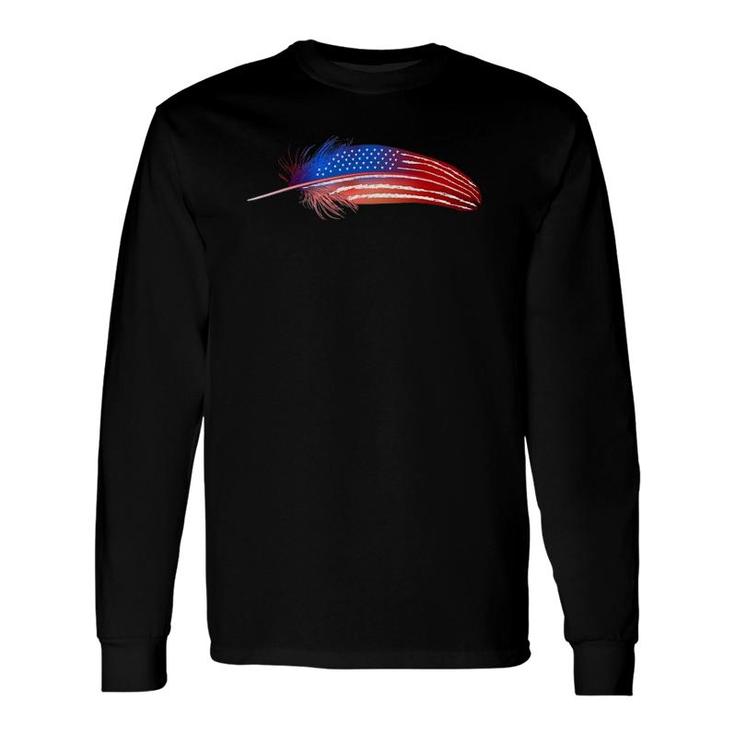 Native American Veteran Flag Day Feather For July 4Th Long Sleeve T-Shirt