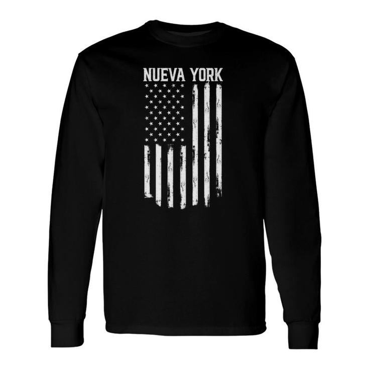 Nueva York New York Us American Flag Fourth Of July Spanish Long Sleeve T-Shirt