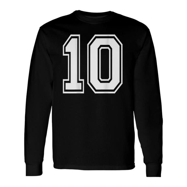 Number 10 Sports Player Number Back Of V2 Long Sleeve T-Shirt