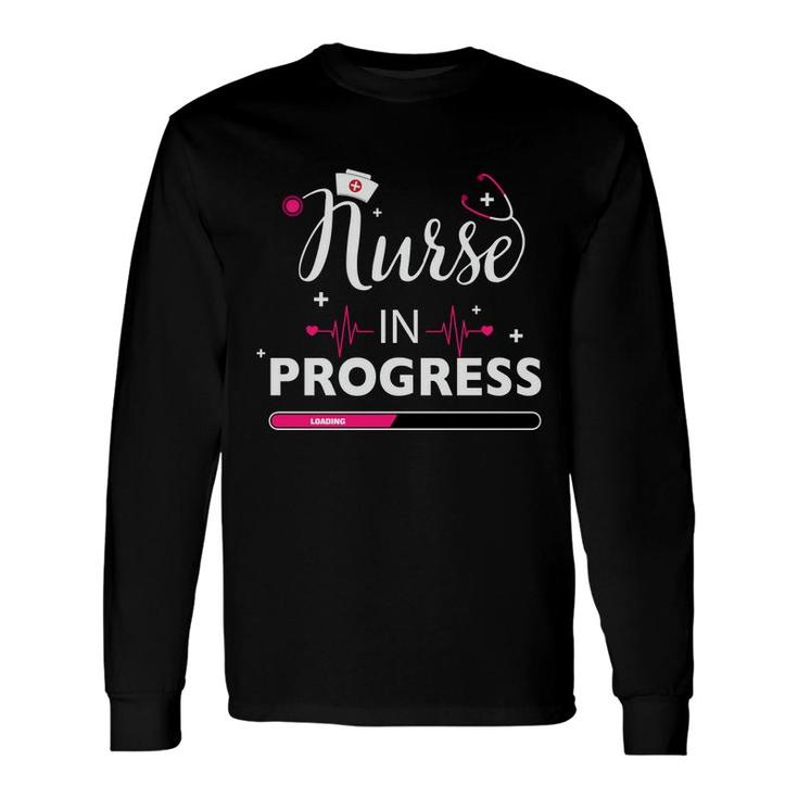 Nurse In Progress Nurses Day Pink Heartbeat Long Sleeve T-Shirt
