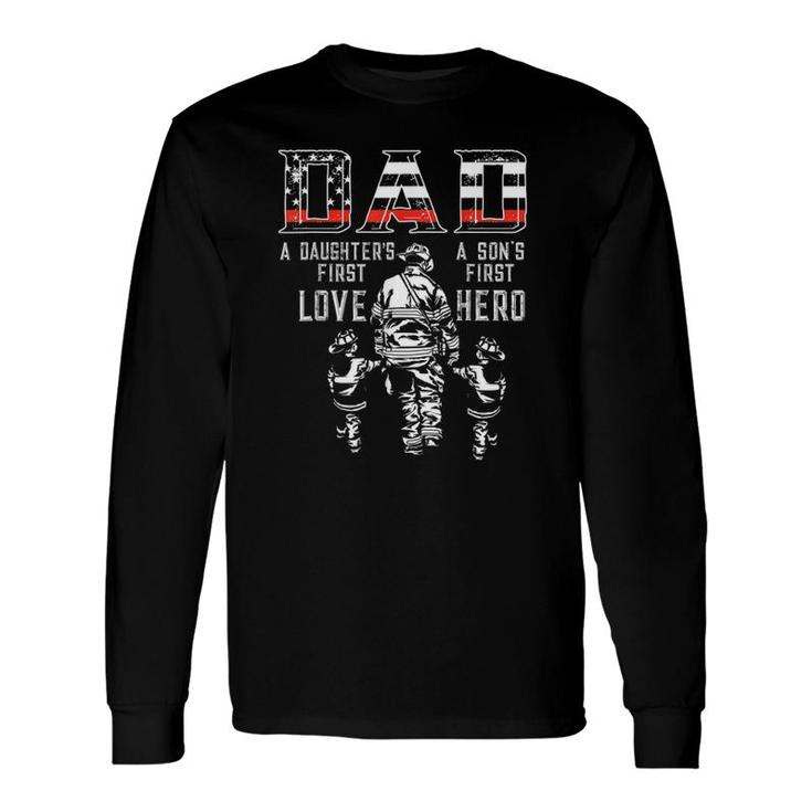 Oxbd Dad Daughter Love Son Hero Fireman Dad Fathers Day Long Sleeve T-Shirt