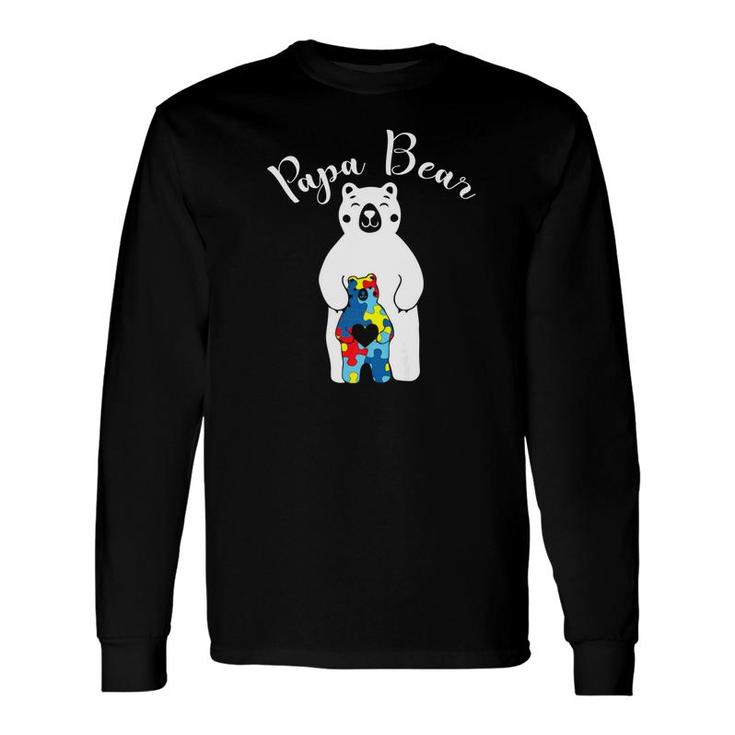 Papa Bear Autism Awareness Father Long Sleeve T-Shirt