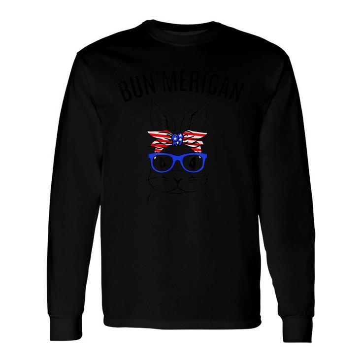Patriotic Bunny Rabbit Red White Blue July 4Th Memorial Day Long Sleeve T-Shirt