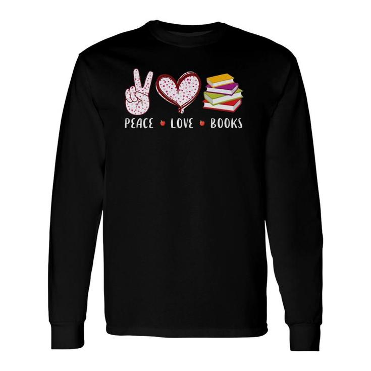 Peace Love Books Library Librarian Reading V-Neck Long Sleeve T-Shirt T-Shirt