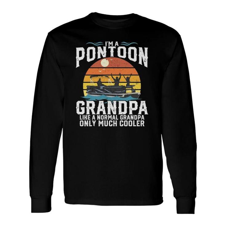 Pontoon Grandpa Captain Retro Boating Fathers Day Long Sleeve T-Shirt