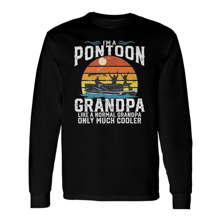 Pontoon Grandpa Captain Retro Boating Fathers Day Long Sleeve T-Shirt
