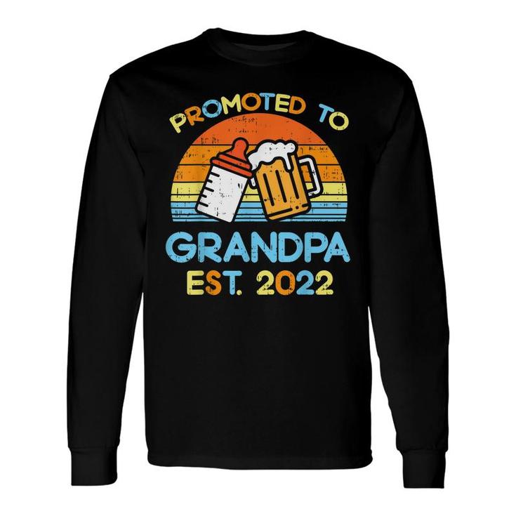 Promoted To Grandpa 2022 Baby Bottle Retro Pregnancy Men Long Sleeve T-Shirt