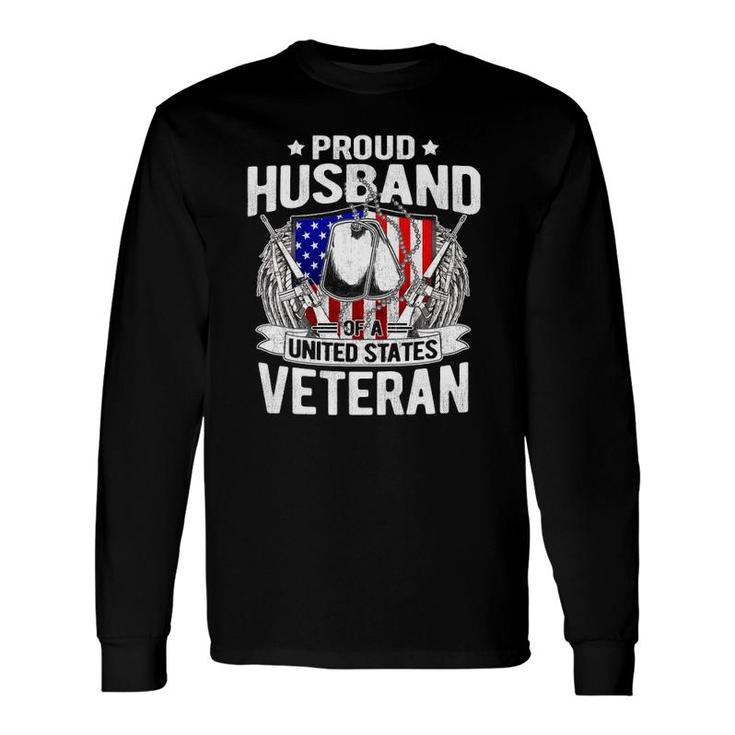 Proud Husband Of A Us Veteran Dog Tags Military Spouse Long Sleeve T-Shirt T-Shirt