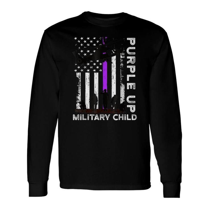 Purple Up Military Military Child Month Us Flag Long Sleeve T-Shirt