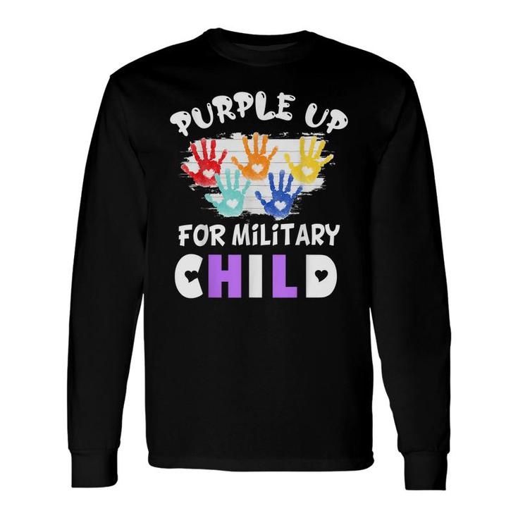 Purple Up For Military Month Of The Military Child Hand Long Sleeve T-Shirt