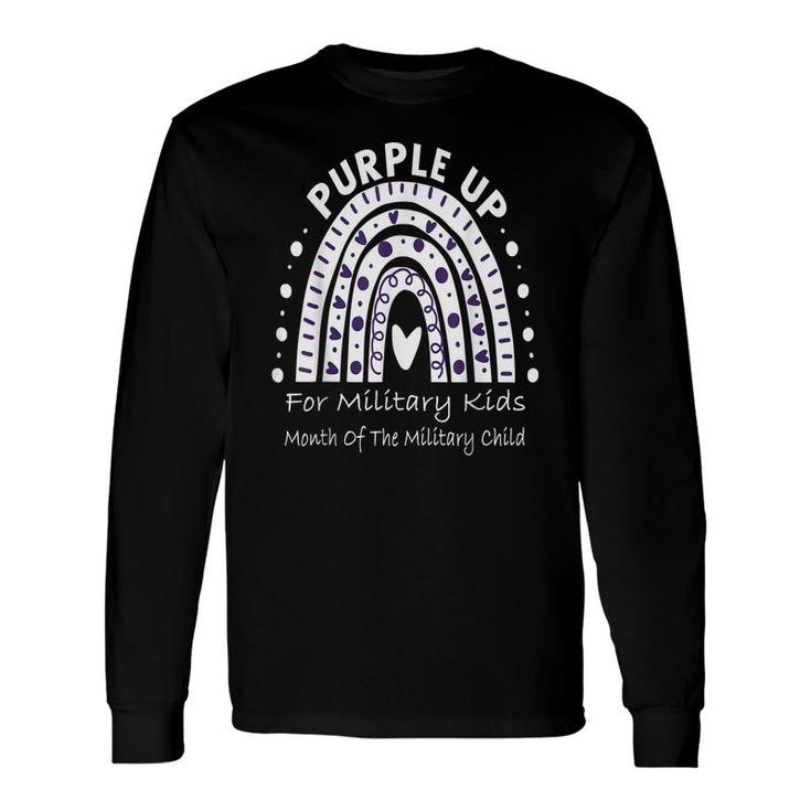 Purple Up For Military Month Military Child Rainbow Long Sleeve T-Shirt