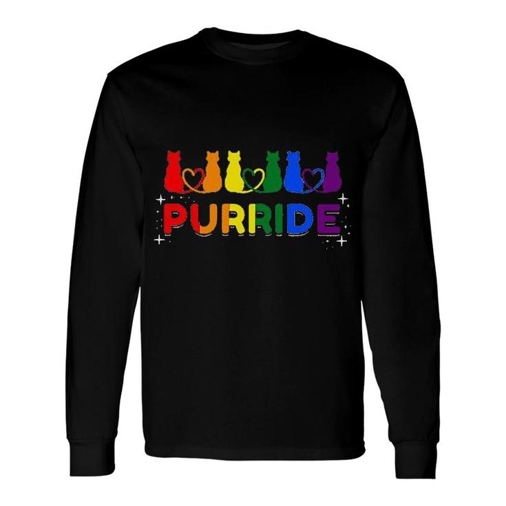 Purride Rainbow Colors Cat Animal LGBT Pride Long Sleeve T-Shirt