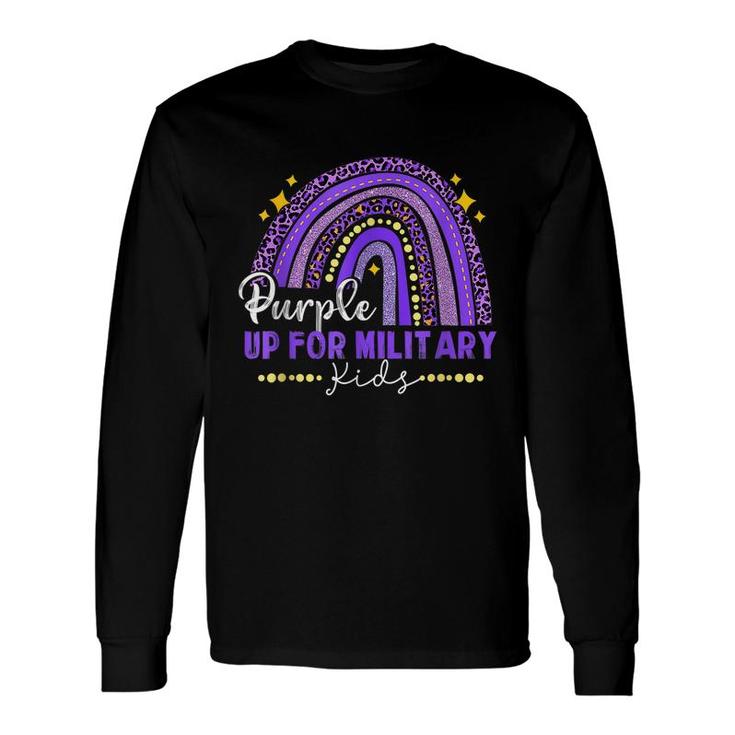 Rainbow Purple Up For Military Month Ribbon Long Sleeve T-Shirt
