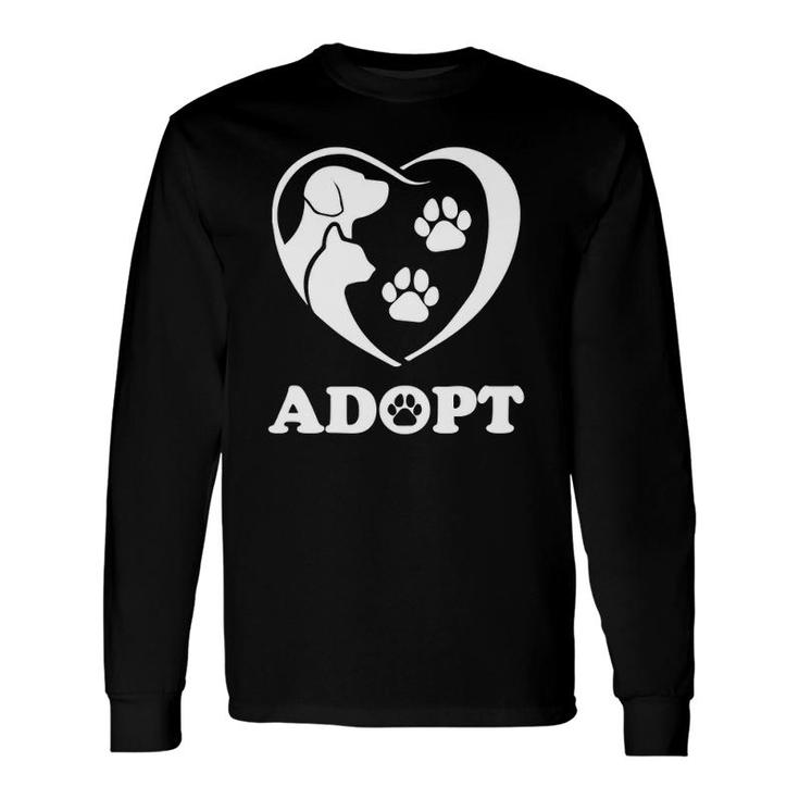 Rescue Adopt Dog Cat Paw Heart Love Pet Animal Long Sleeve T-Shirt