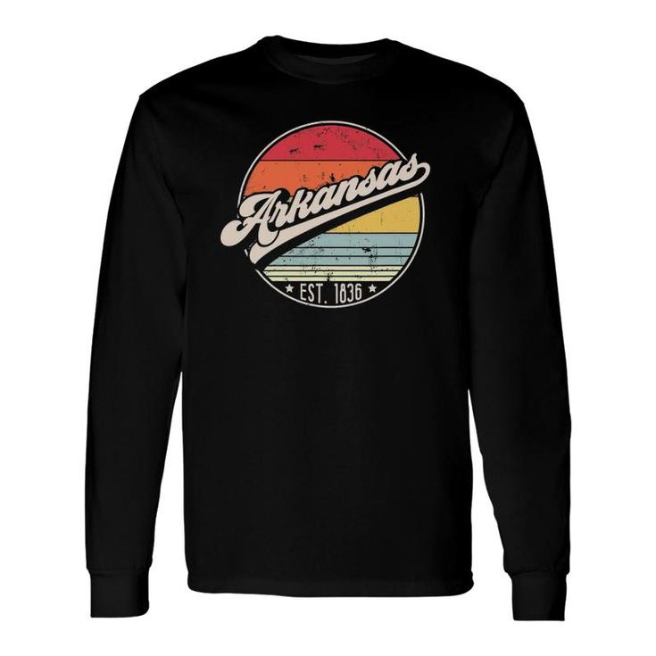 Retro Arkansas Home State Ar Cool 70S Style Sunset Long Sleeve T-Shirt