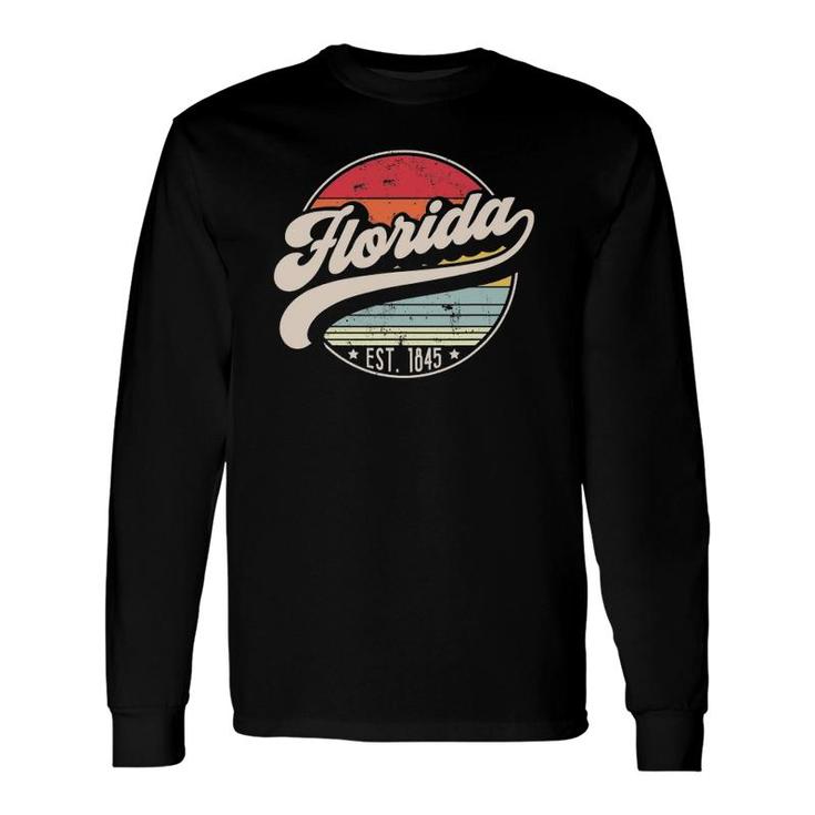 Retro Florida Home State Fl Cool 70S Style Sunset Long Sleeve T-Shirt