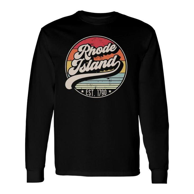 Retro Rhode Island Home State Ri Cool 70S Style Sunset Long Sleeve T-Shirt
