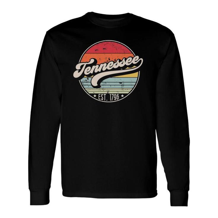 Retro Tennessee Home State Tn Cool 70S Style Sunset Long Sleeve T-Shirt