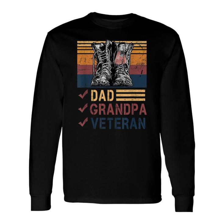 Retro Us Flag Combat Boots Dad Grandpa Veteran Day Memorial Long Sleeve T-Shirt