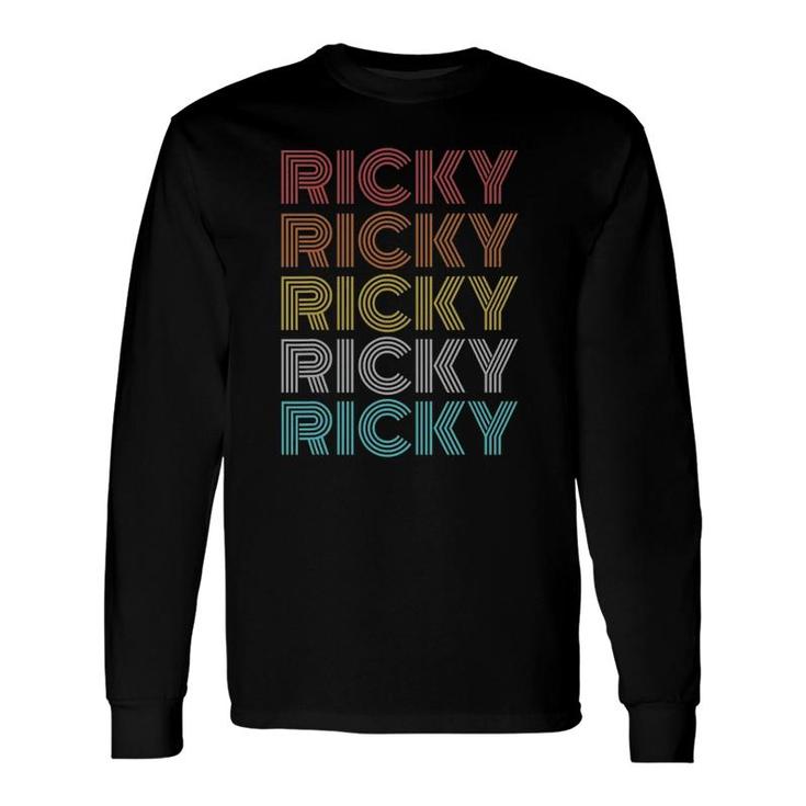 Retro Vintage Ricky Personalized Custom Long Sleeve T-Shirt