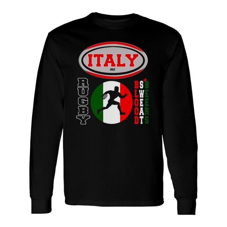 Rugby Italy Italian Flag Rugby Ball Long Sleeve T-Shirt