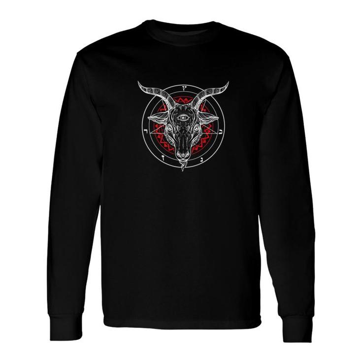 Satan Goat Baphomet Circle Satanic Church Long Sleeve T-Shirt