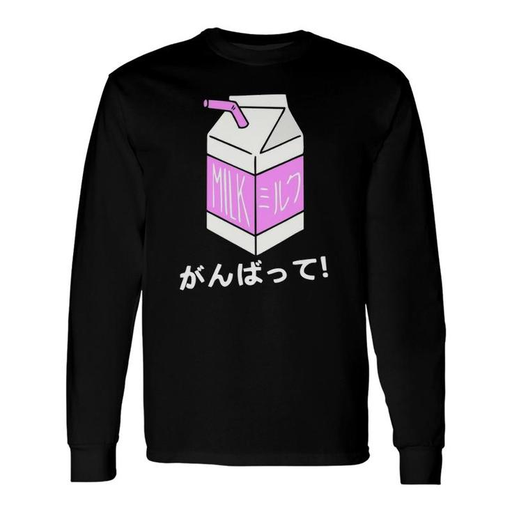 Strawberry Milk Japanese Carton Pink Anime Street Fashion Long Sleeve T-Shirt