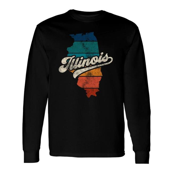 Sunset Vintage Retro Illinois Home State Il 70S 80S Style Long Sleeve T-Shirt