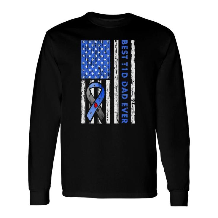 T1d Dad Type 1 Diabetes American Flag Fathers Day Idea Long Sleeve T-Shirt T-Shirt