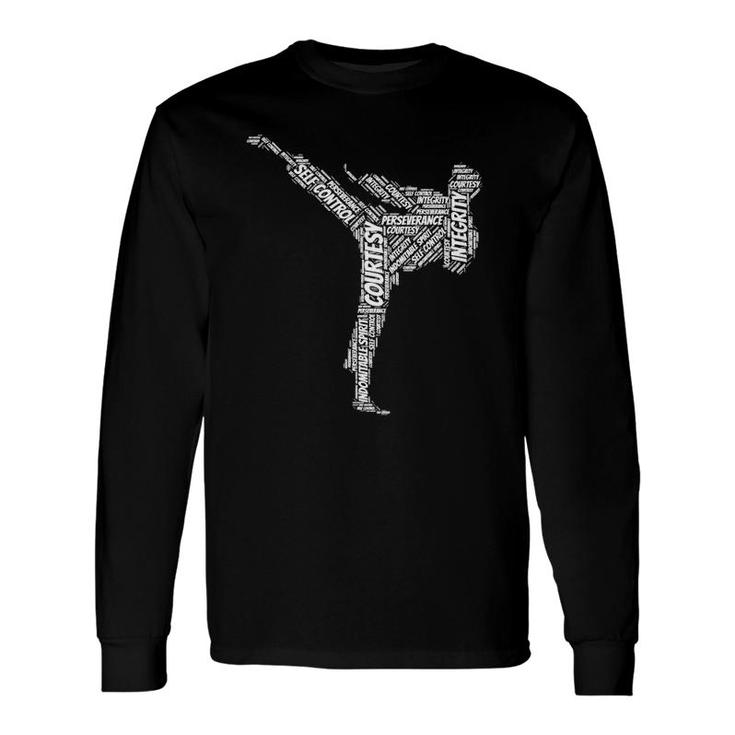 Taekwondo Fighter 5 Tenets Of Tkd Martial Arts Long Sleeve T-Shirt
