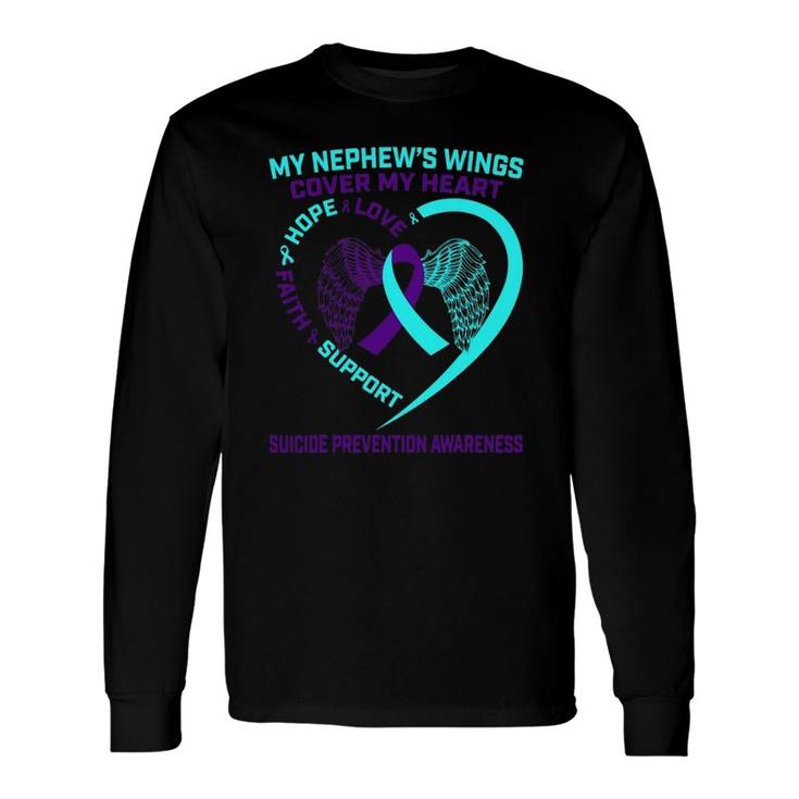 Teal Purple Suicide Prevention Awareness Nephew Heart Wings Long Sleeve T-Shirt T-Shirt