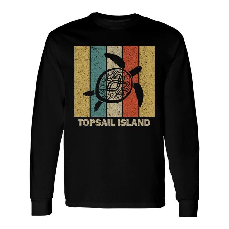 Topsail Island North Carolina Retro 80S Tribal Sea Turtle Long Sleeve T-Shirt