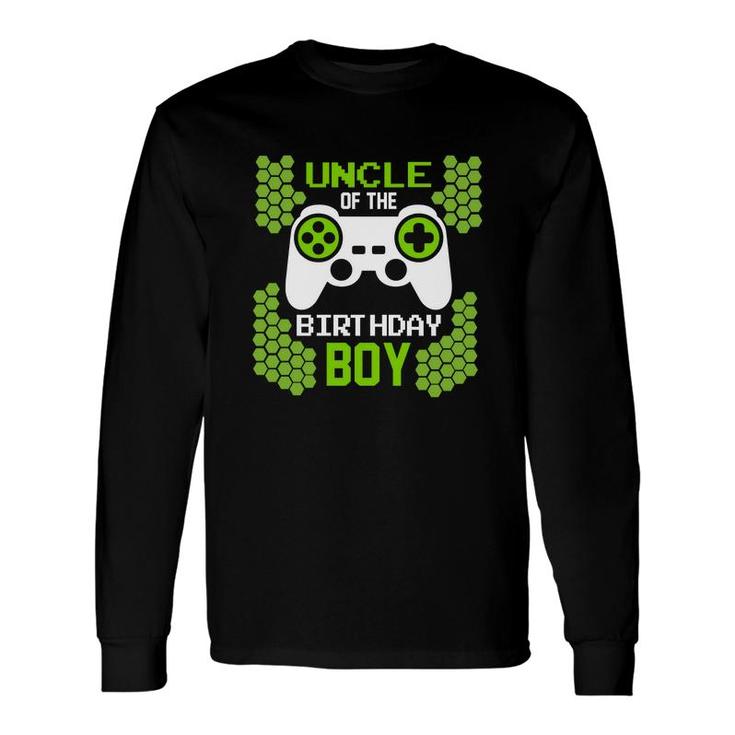 Uncle Of The Birthday Boy Matching Video Gamer Green Long Sleeve T-Shirt