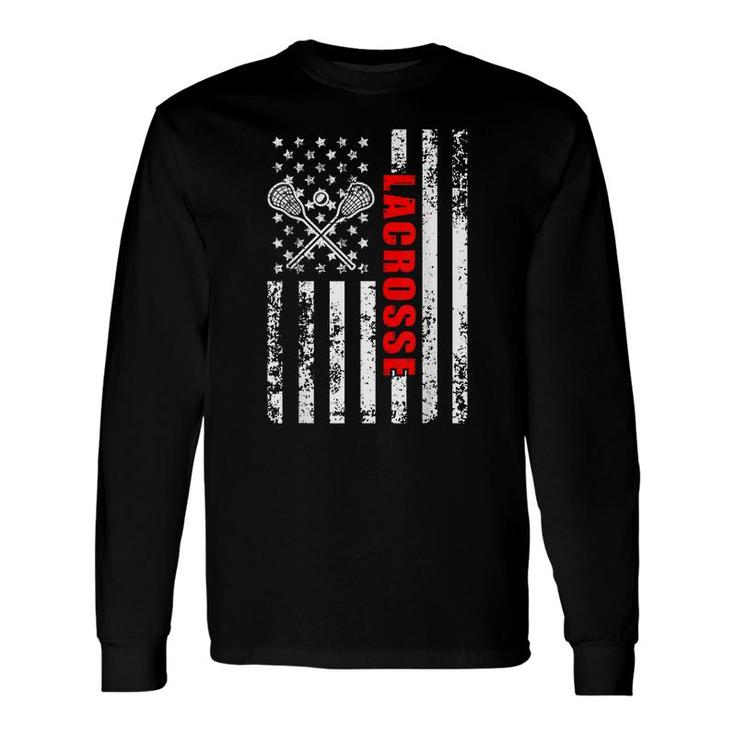 Us American Flag Lacrosse Patriotic Lacrosse Long Sleeve T-Shirt
