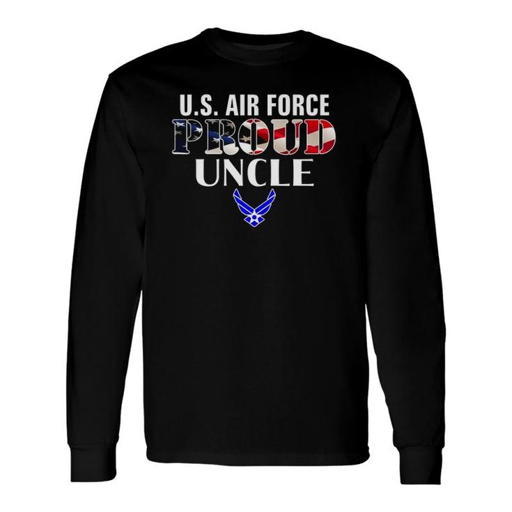 Us Proud Air Force Uncle With American Flag For Veteran Long Sleeve T-Shirt