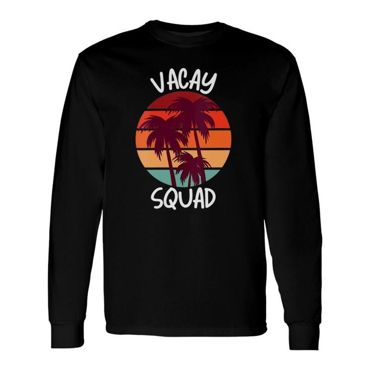 Vacay Squad Summer Vacation Friends Trip Palm Trees V-Neck Long Sleeve T-Shirt T-Shirt